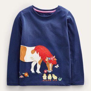 NWT Mini Boden Long Sleeve Applique Top